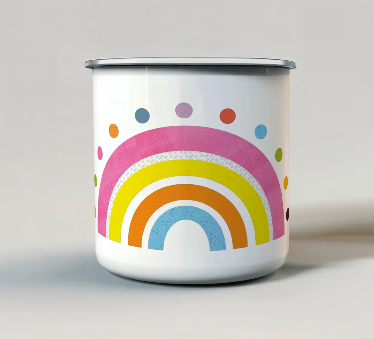 Arcobaleno giocoso con puntini colorati tazza in smalto da JaySan Studio