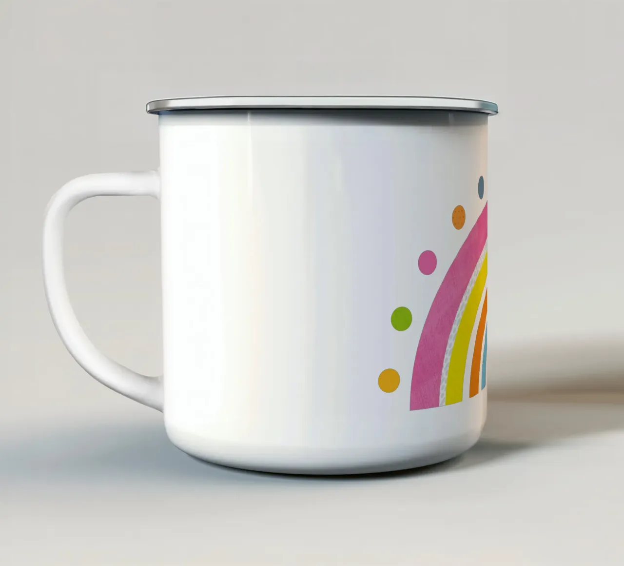 Arcobaleno giocoso con puntini colorati tazza in smalto da JaySan Studio