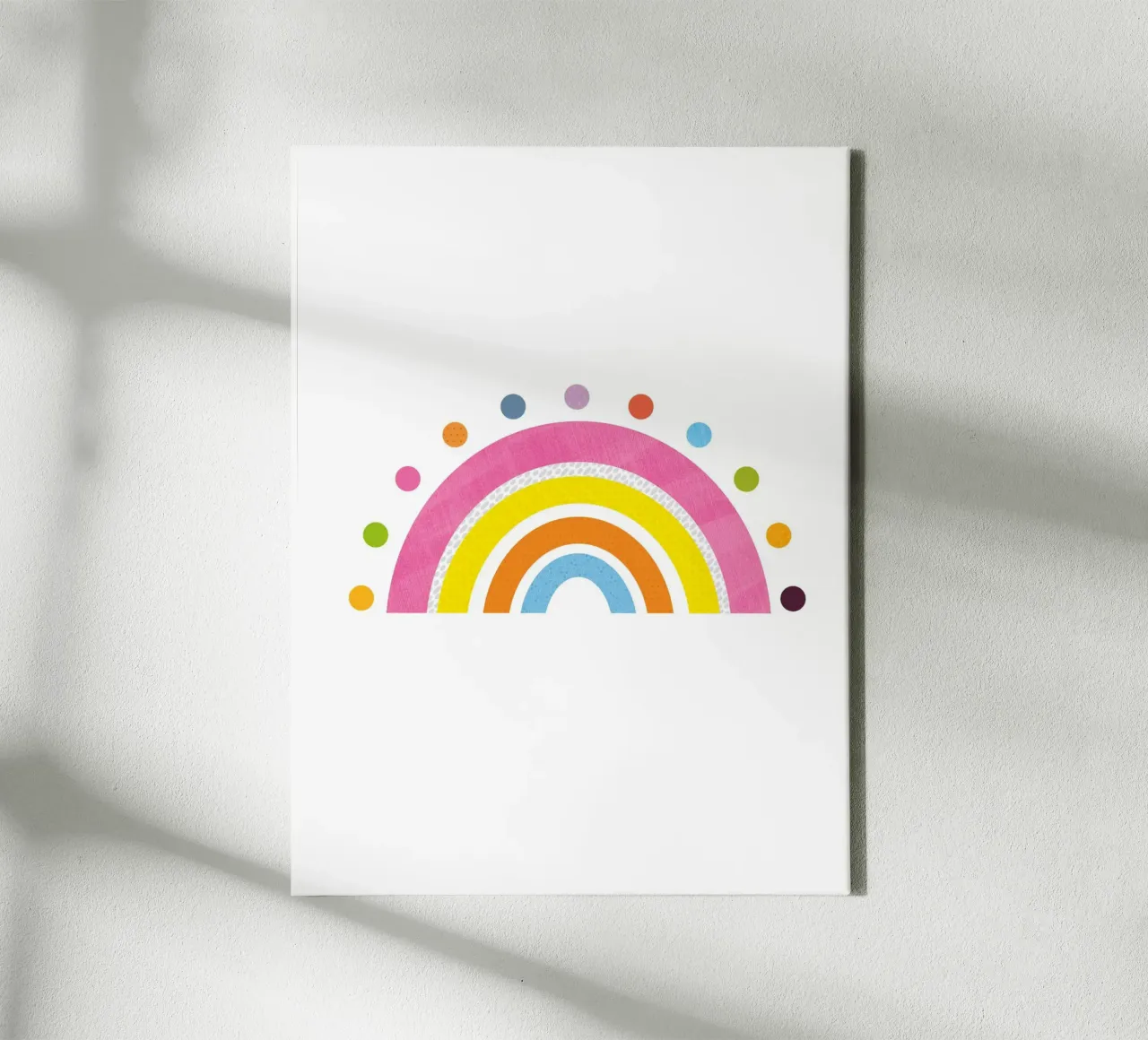Playful Rainbow Arc with Colorful Dots canvas with Floater frame by JaySan Studio