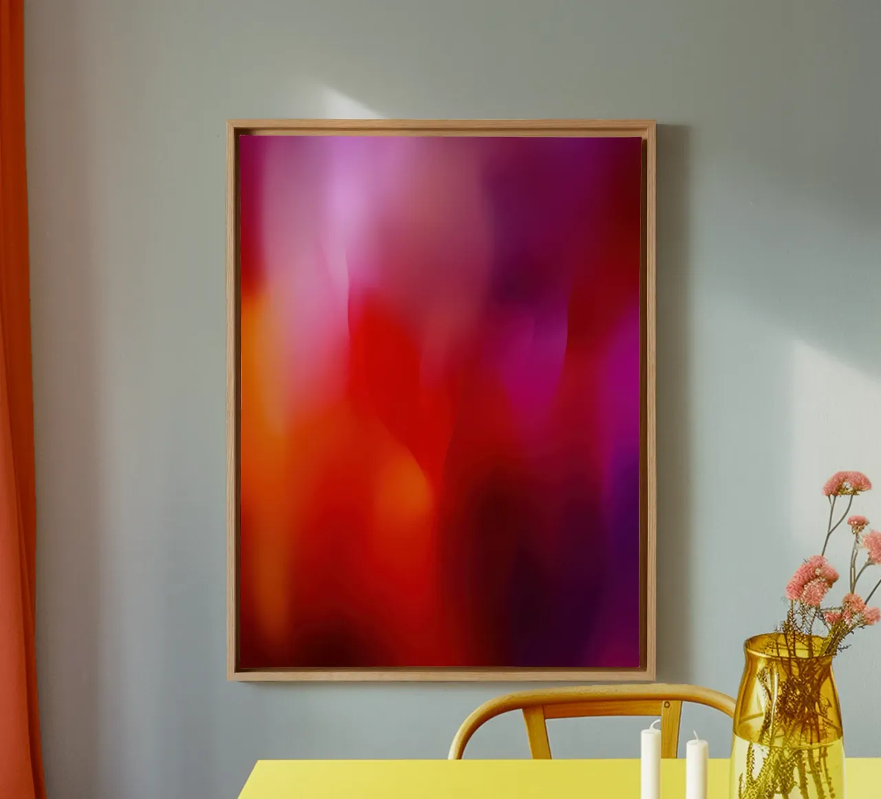 Ebbrezza da tulipano | Sinfonia di colori in arancio-rosso-magenta tela con Cornice a cassetta da Autofocus
