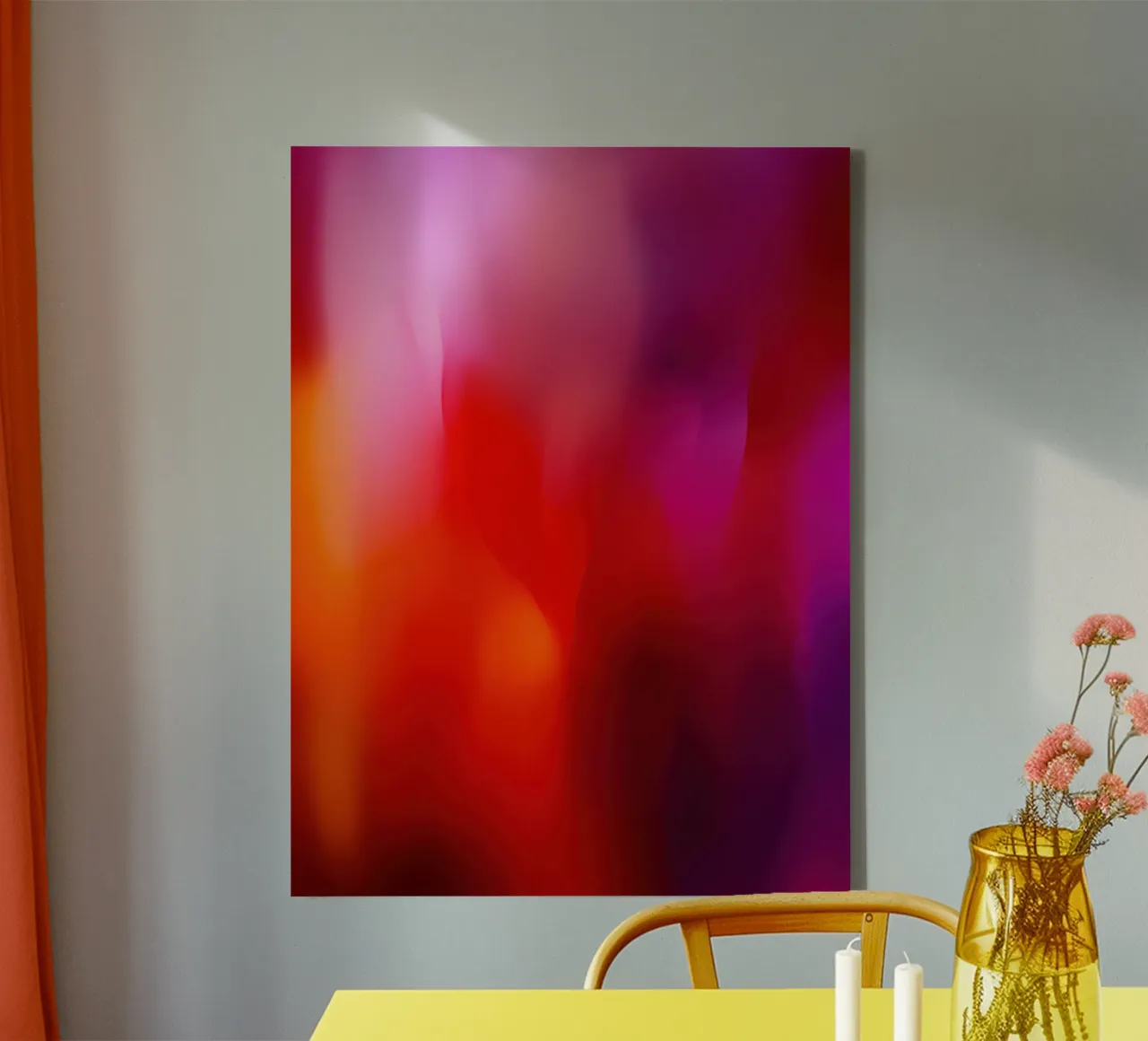 Ebbrezza da tulipano | Sinfonia di colori in arancio-rosso-magenta tela con Cornice a cassetta da Autofocus