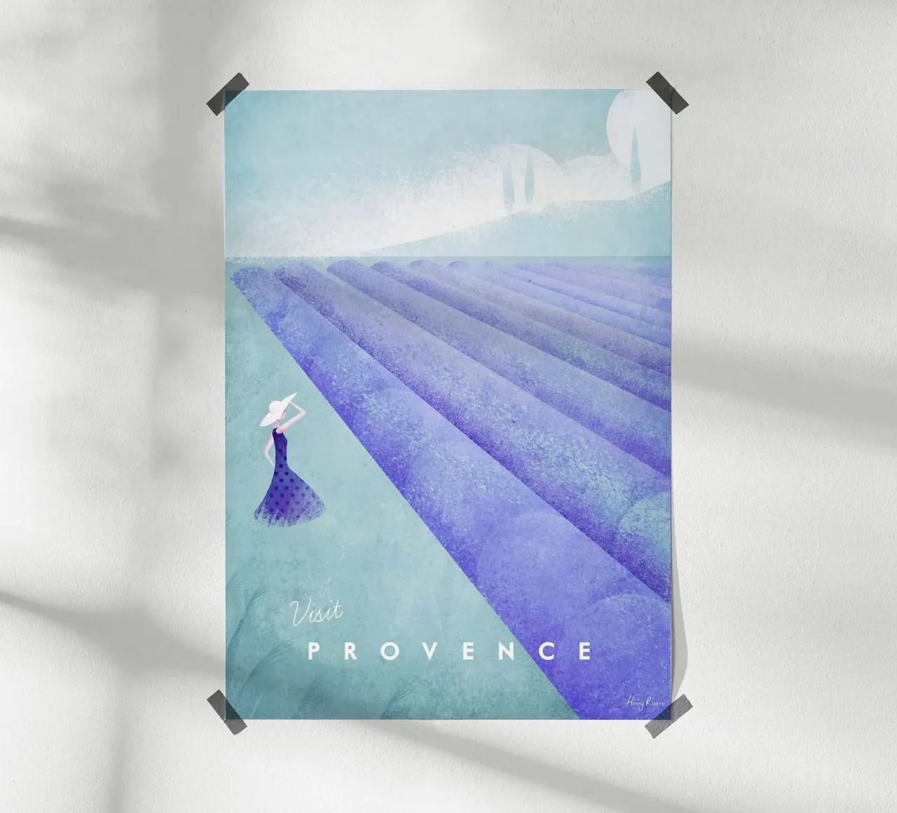 campi di lavanda donna in abito poster con telaio in alluminio da unyil shope