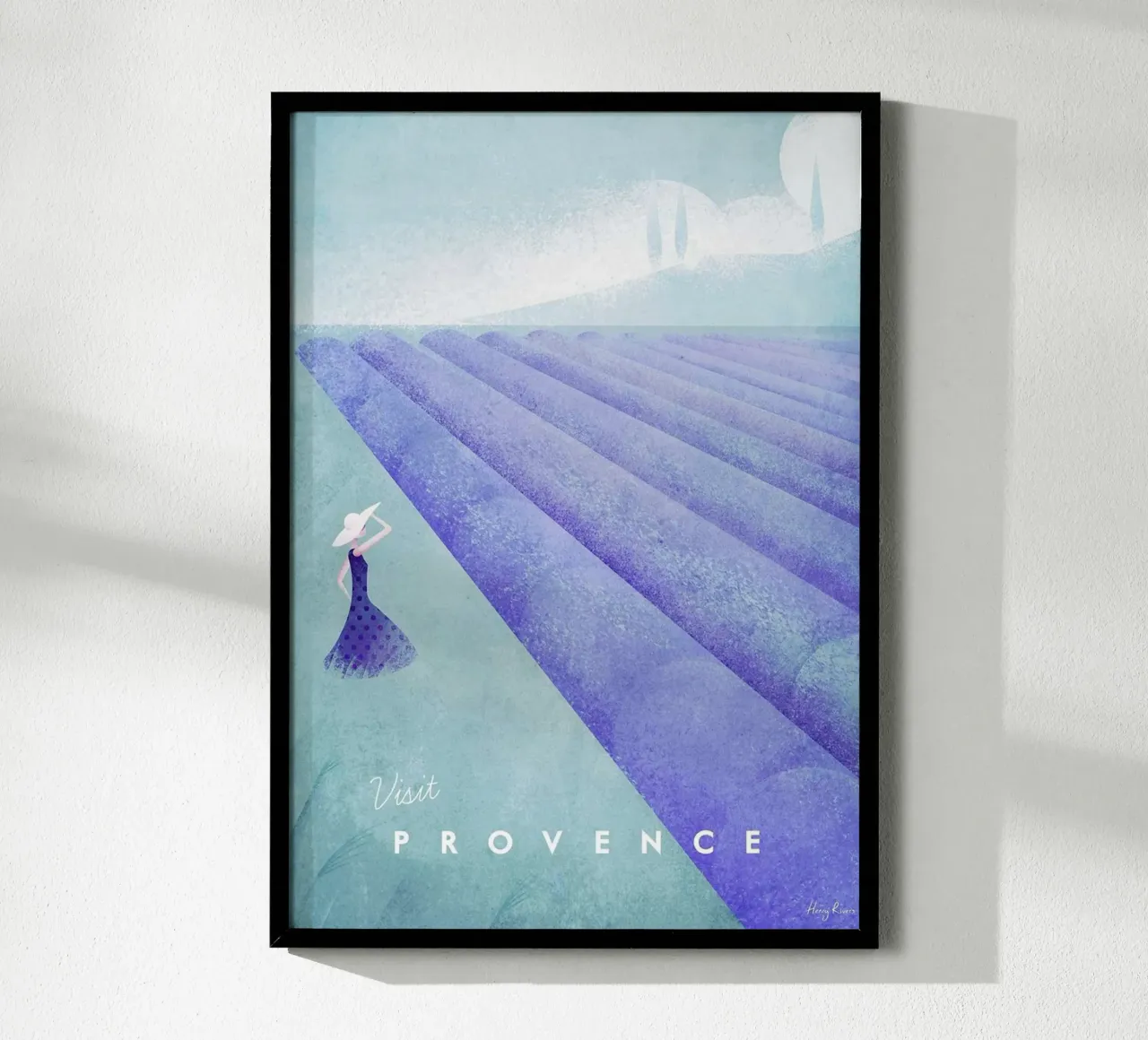 campi di lavanda donna in abito poster con telaio in alluminio da unyil shope