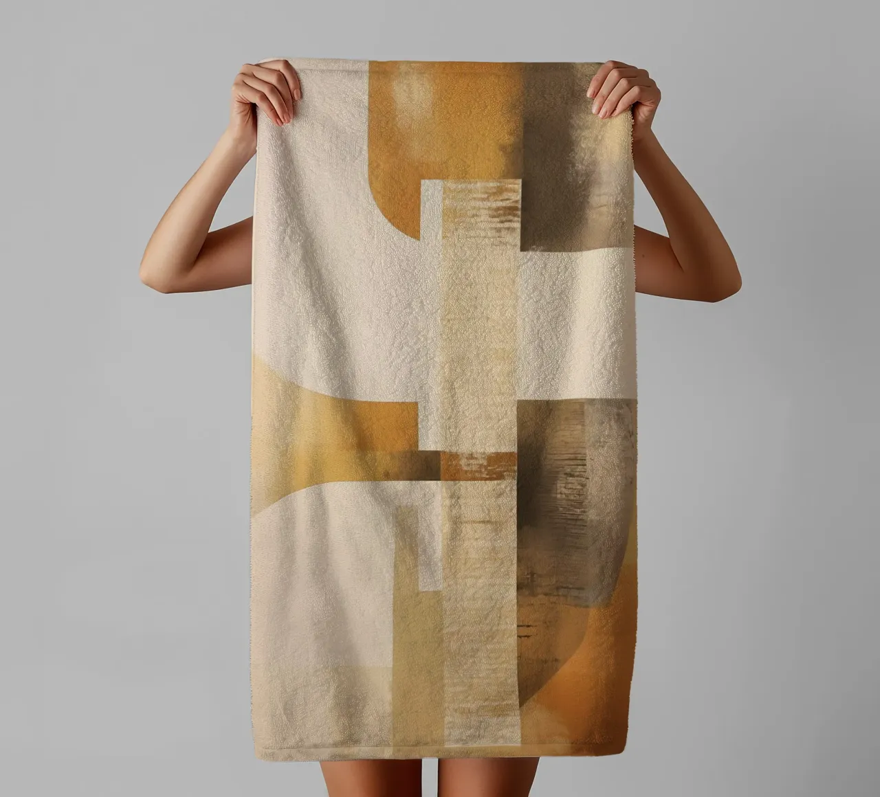 Formes abstraites dans des couleurs brunes serviette de bain de Imagine