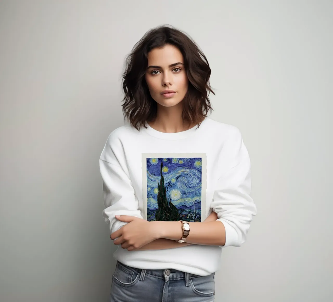 cypress trees swirling patterns nighttime scene sweatshirt by cloud shop