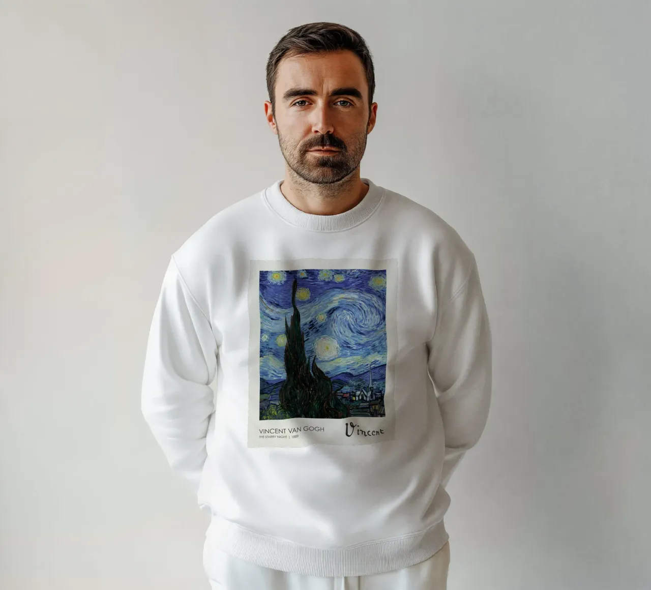 cypress trees swirling patterns nighttime scene sweatshirt by cloud shop