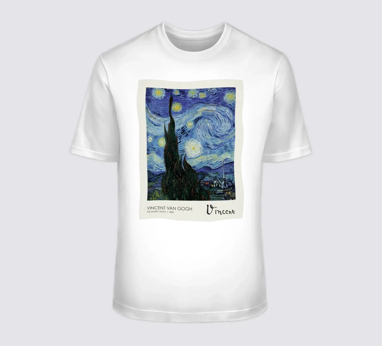 cypress trees swirling patterns nighttime scene t-shirt by cloud shop