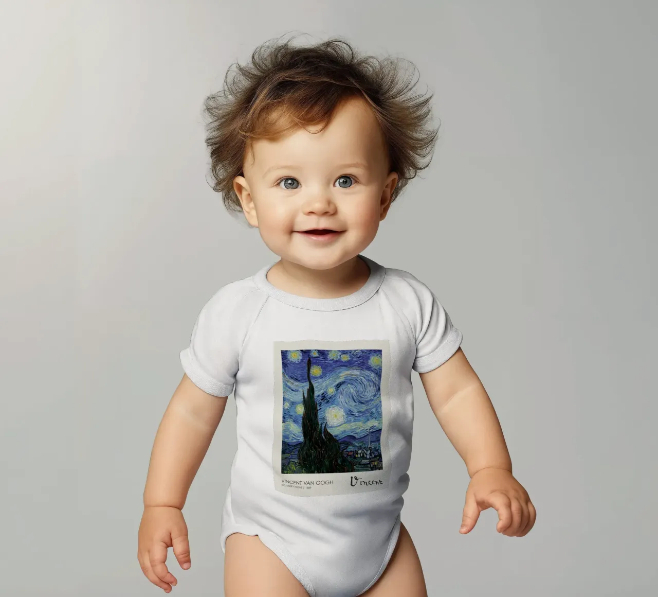 cypress trees swirling patterns nighttime scene short-sleeve baby romper by cloud shop