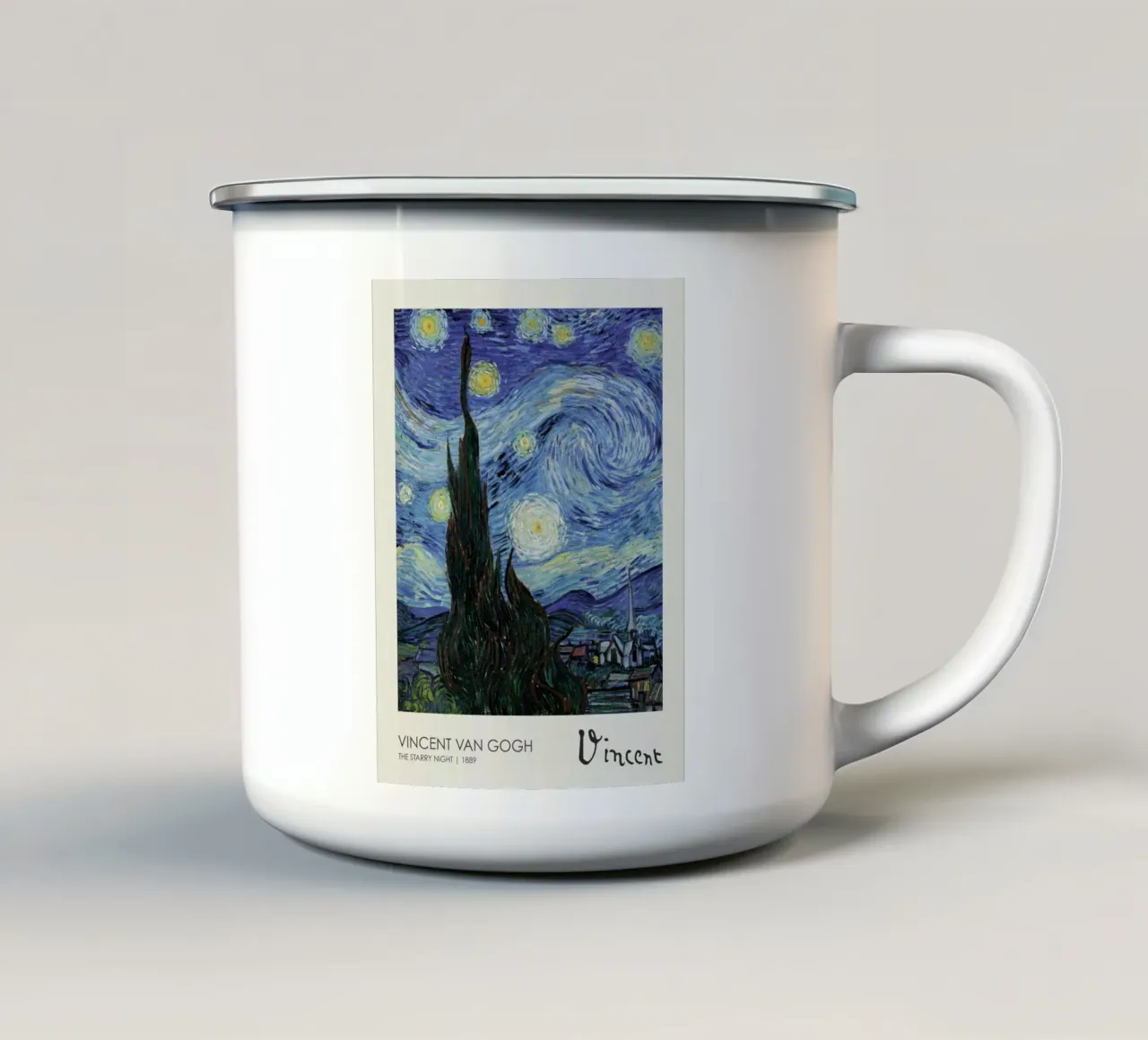 cypress trees swirling patterns nighttime scene enamel mug by cloud shop