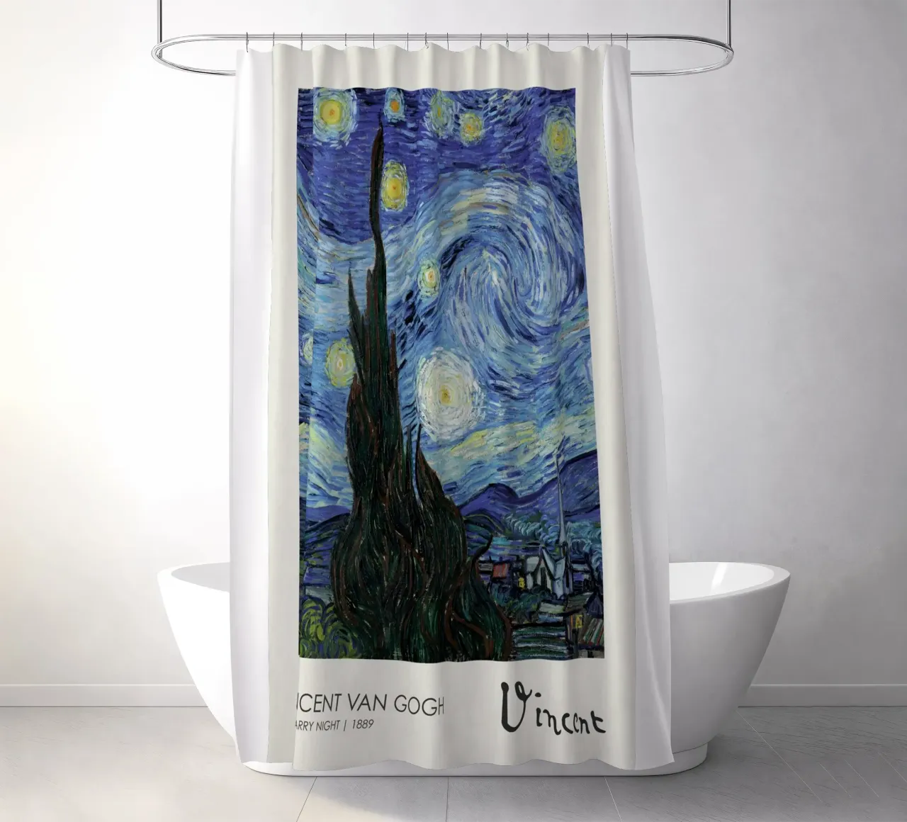 cypress trees swirling patterns nighttime scene shower curtain by cloud shop