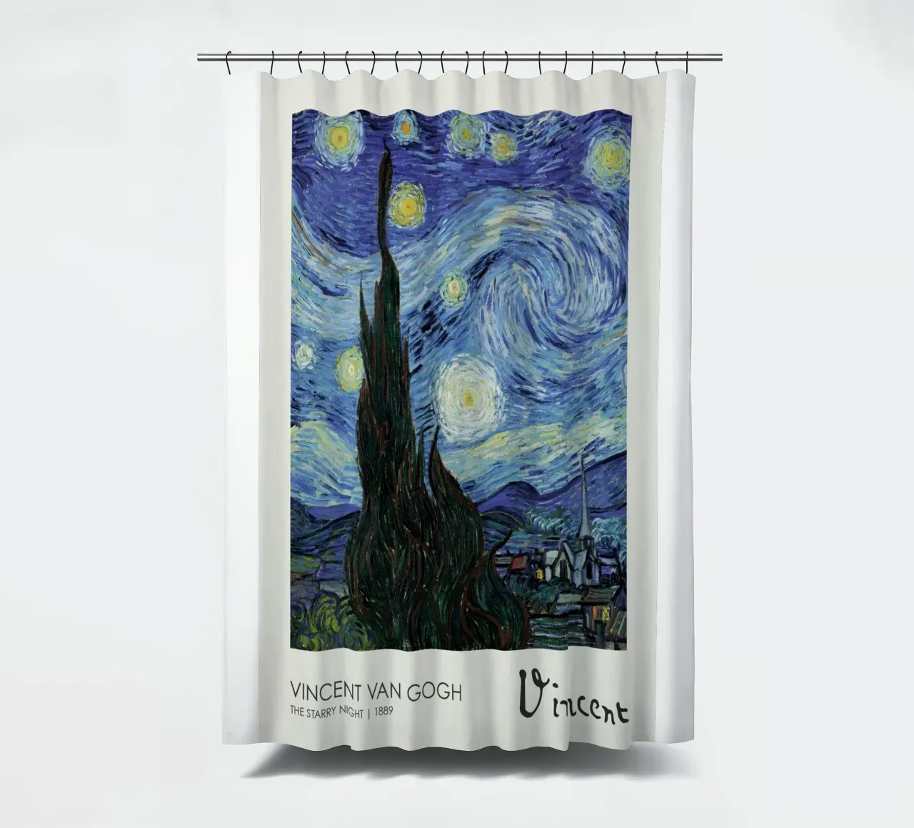 cypress trees swirling patterns nighttime scene shower curtain by cloud shop