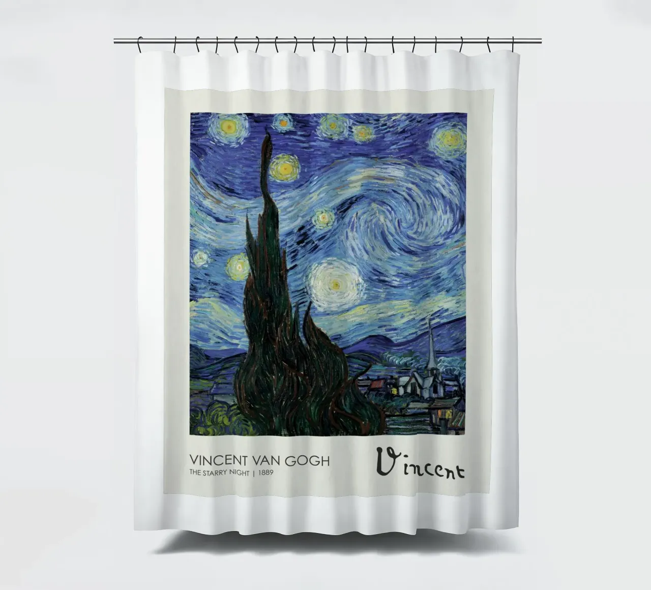 cypress trees swirling patterns nighttime scene shower curtain by cloud shop
