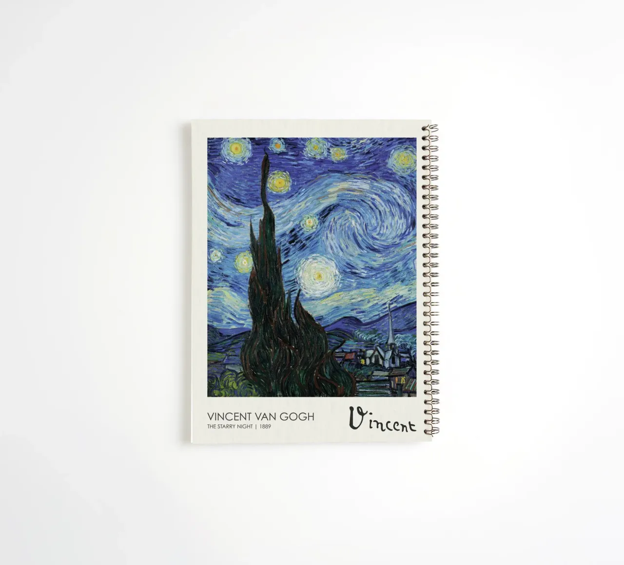 cypress trees swirling patterns nighttime scene spiral notebook by cloud shop