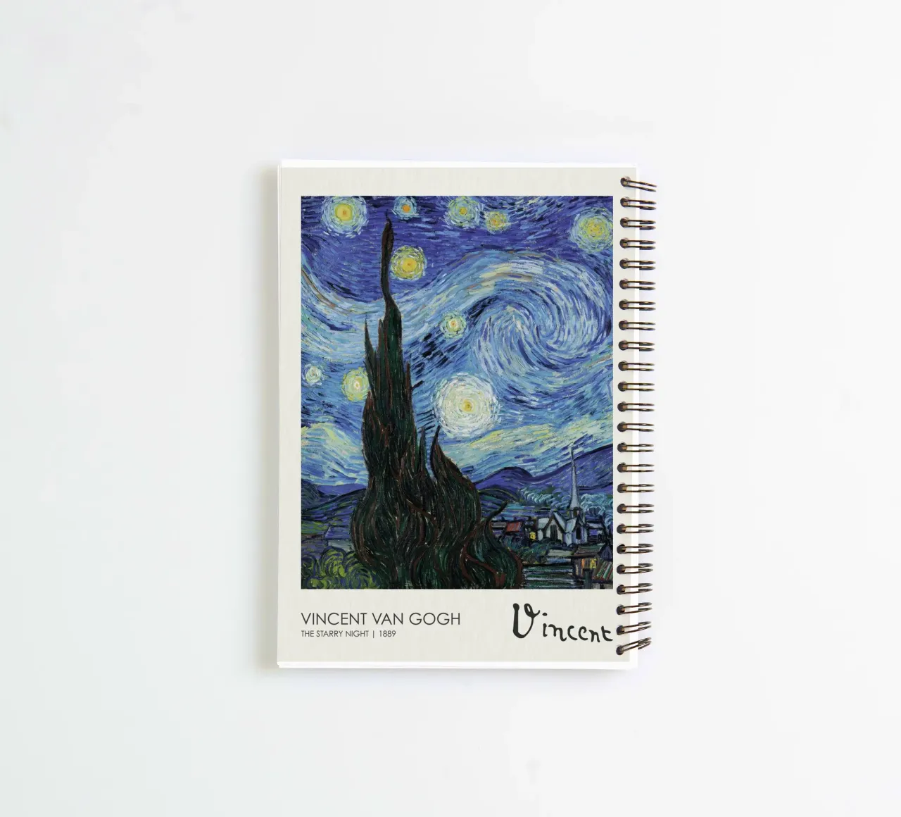 cypress trees swirling patterns nighttime scene spiral notebook by cloud shop