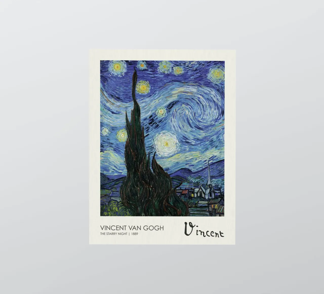 cypress trees swirling patterns nighttime scene sticker by cloud shop
