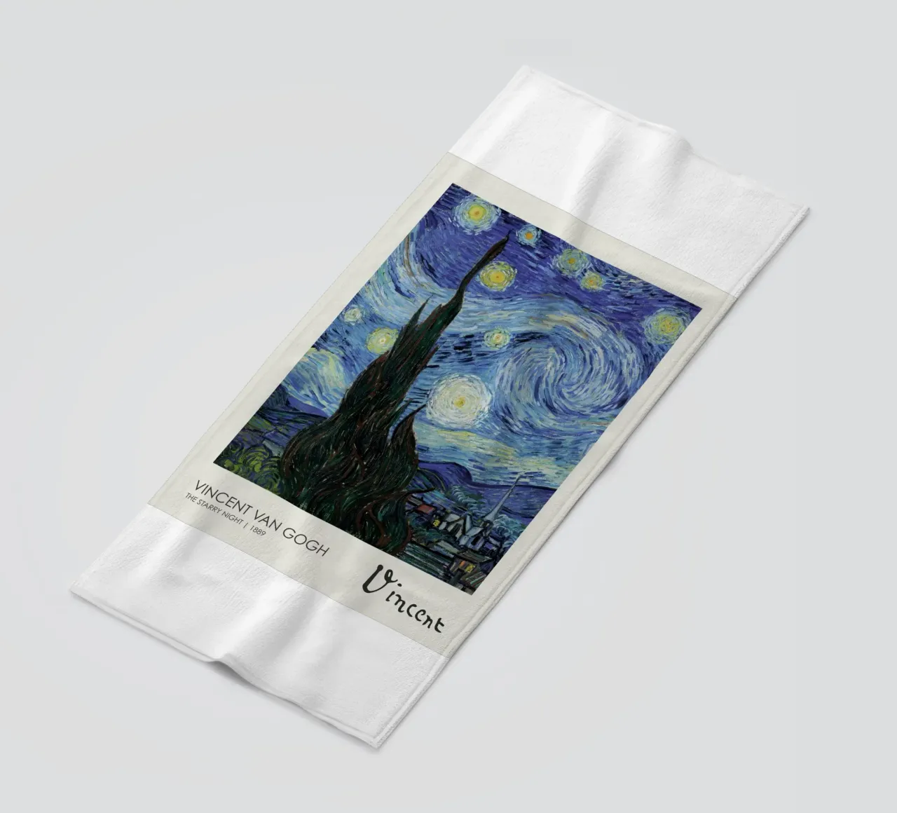 cypress trees swirling patterns nighttime scene beach towel by cloud shop