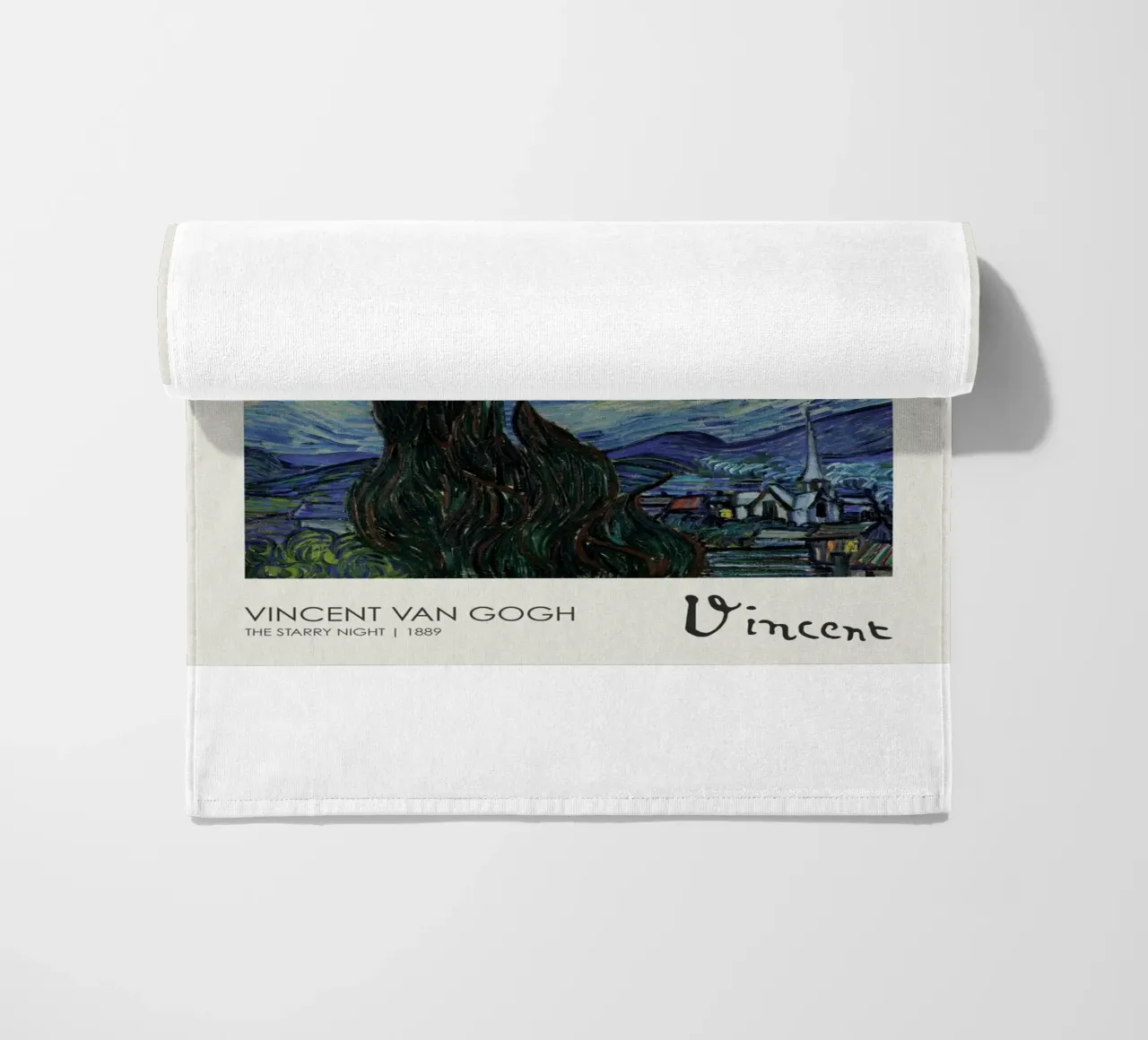 cypress trees swirling patterns nighttime scene beach towel by cloud shop