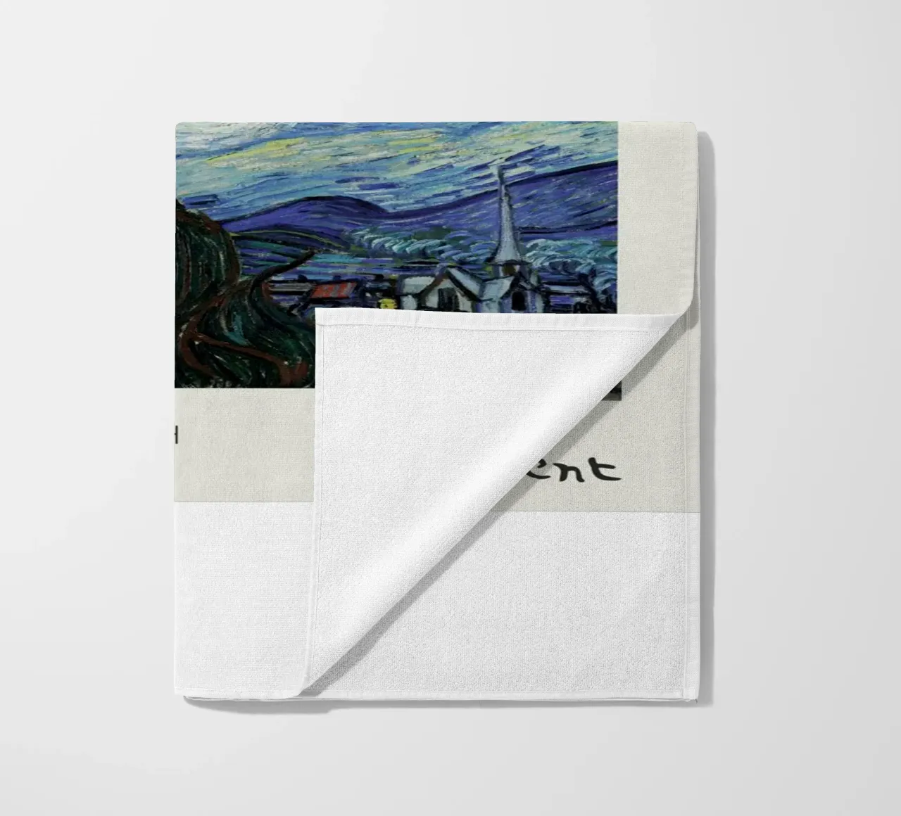 cypress trees swirling patterns nighttime scene beach towel by cloud shop