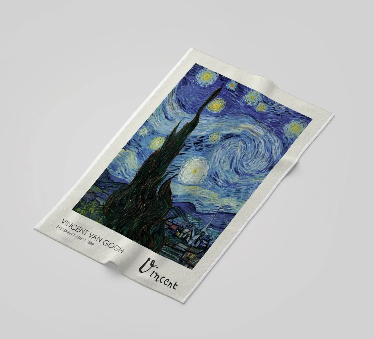 cypress trees swirling patterns nighttime scene beach towel by cloud shop