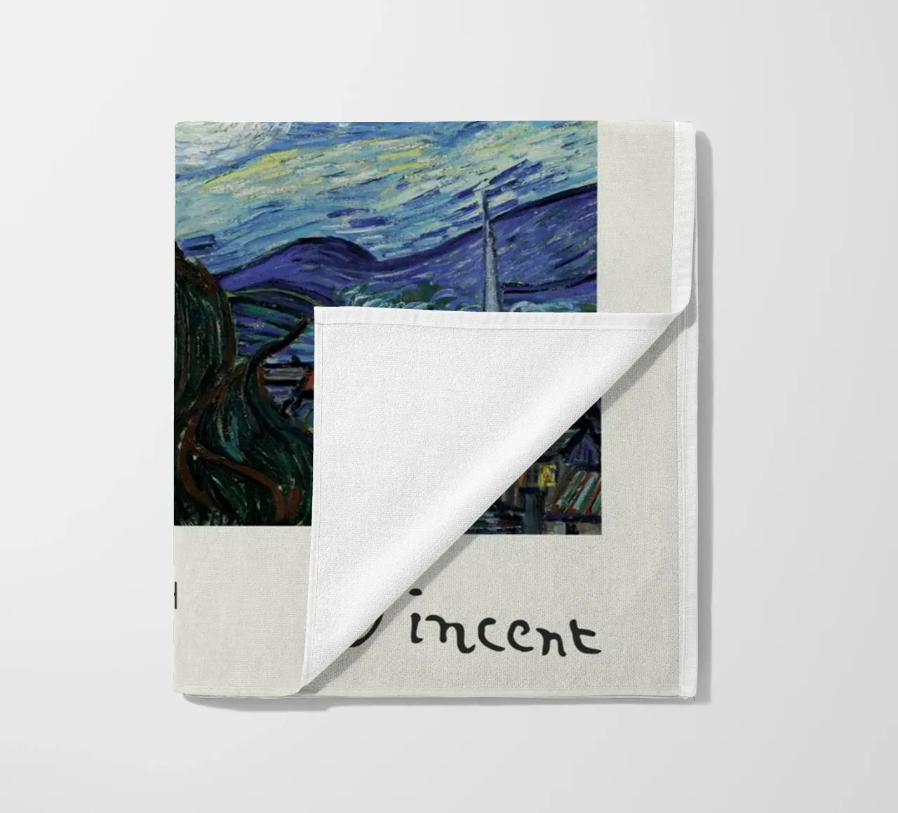 cypress trees swirling patterns nighttime scene beach towel by cloud shop