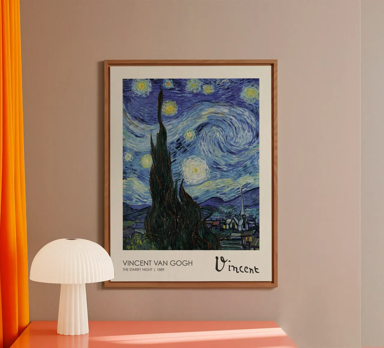 cypress trees swirling patterns nighttime scene alu-dibond by cloud shop
