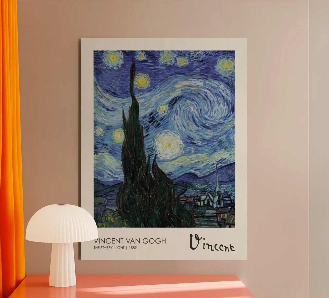 cypress trees swirling patterns nighttime scene alu-dibond by cloud shop