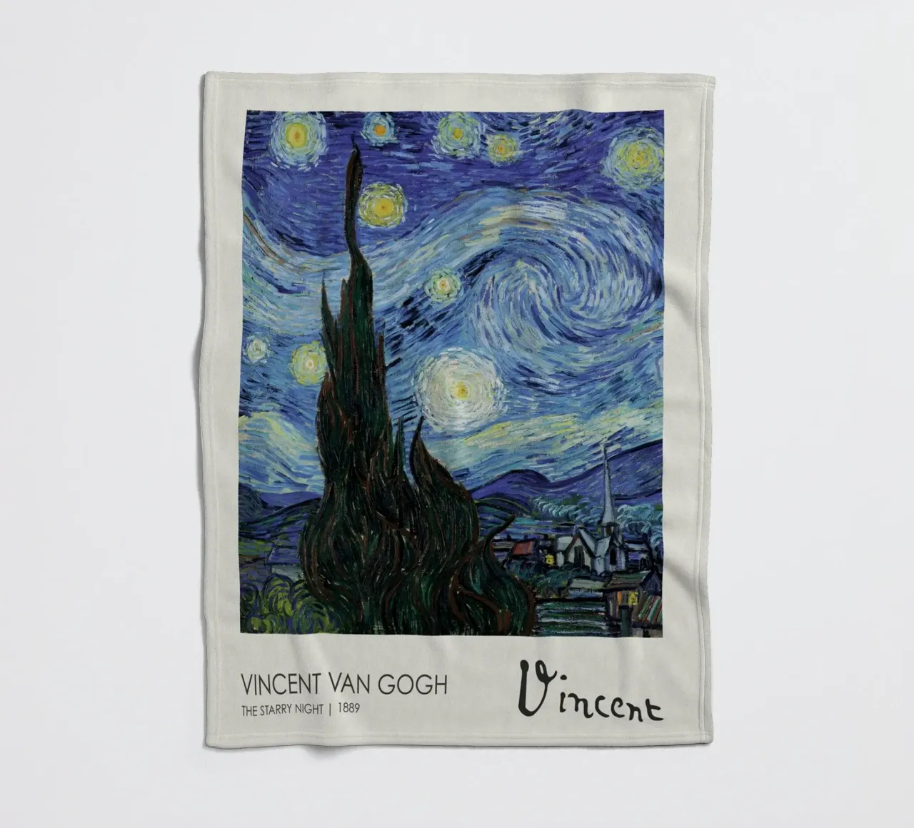 cypress trees swirling patterns nighttime scene fleece blanket by cloud shop