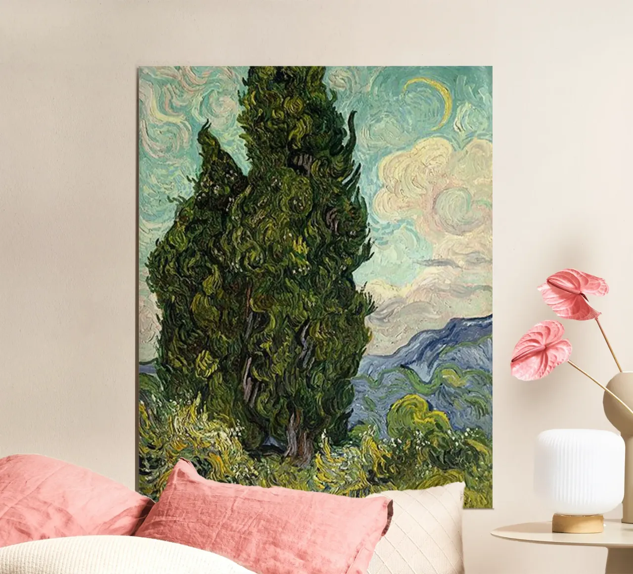 grande albero sulla collina poster con telaio in legno da cloud shop