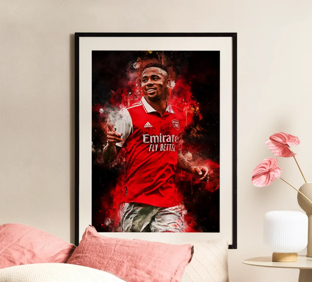 Gabriel Jesus Arsenal poster con telaio in legno da MasterInkArt