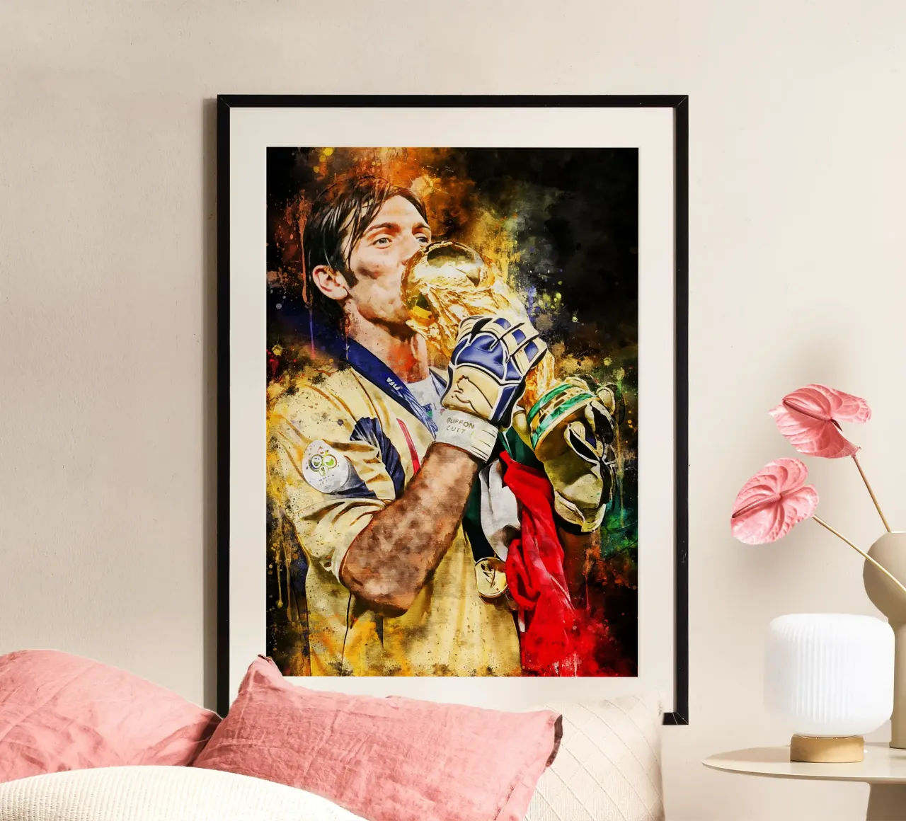 Gianluigi Buffon poster con telaio in legno da MasterInkArt