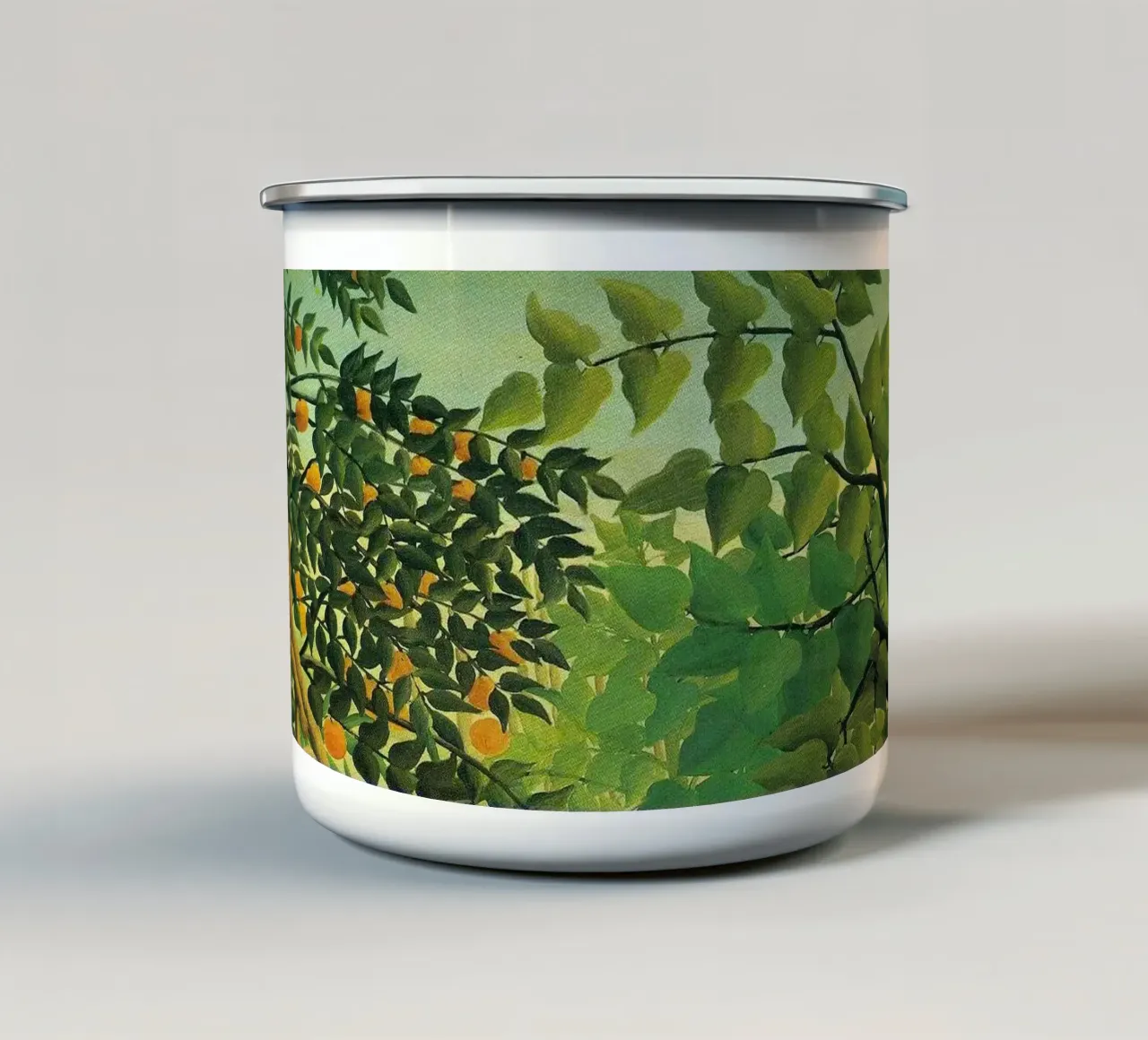 scimmia appesa a un albero tazza in smalto da taylor shop