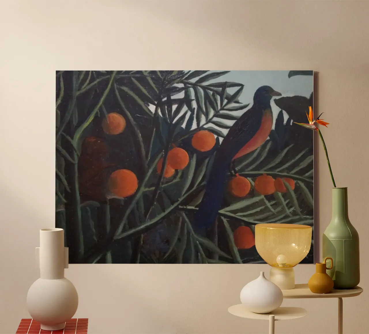 donkere schaduwen vogel canvas met Baklijst van taylor shop