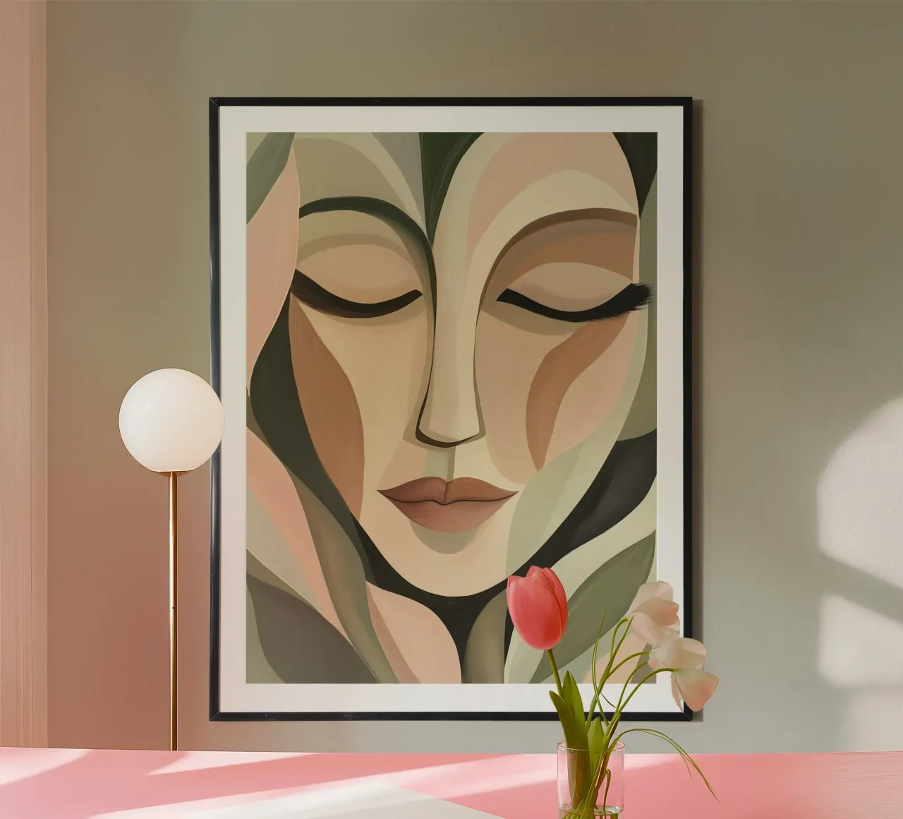 Volto astratto poster con telaio in plastica da Imagine