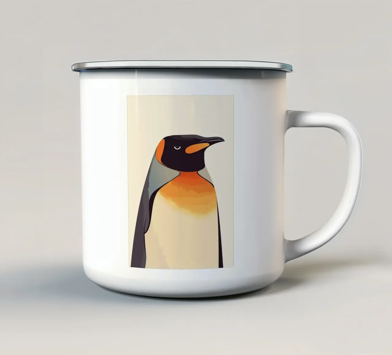 pinguino uccello animale fauna selvatica piume tazza in smalto da Karin M Fried