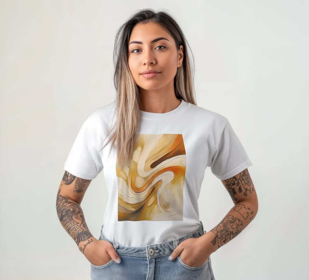 Abstract shapes in brown colors t-shirt by Imagine