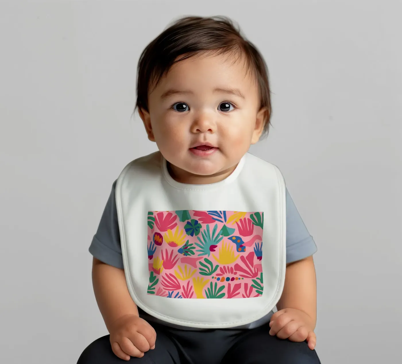 Pink Jungle Pattern baby bib by Lyra Glaze