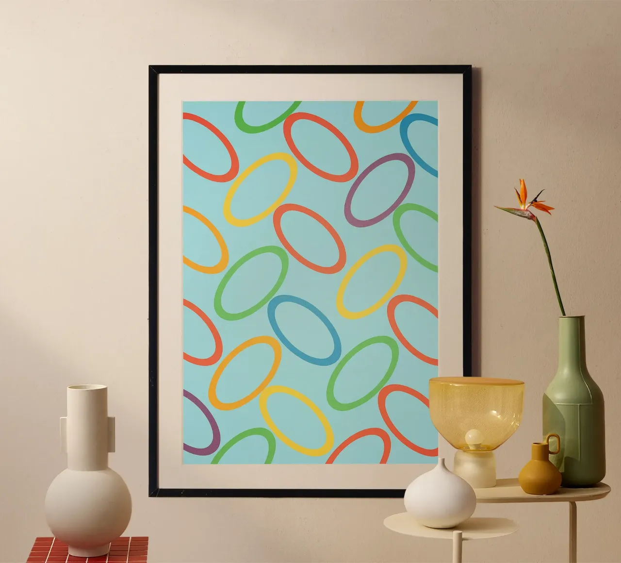 disegno del cerchio di elips poster con telaio in plastica da klicins