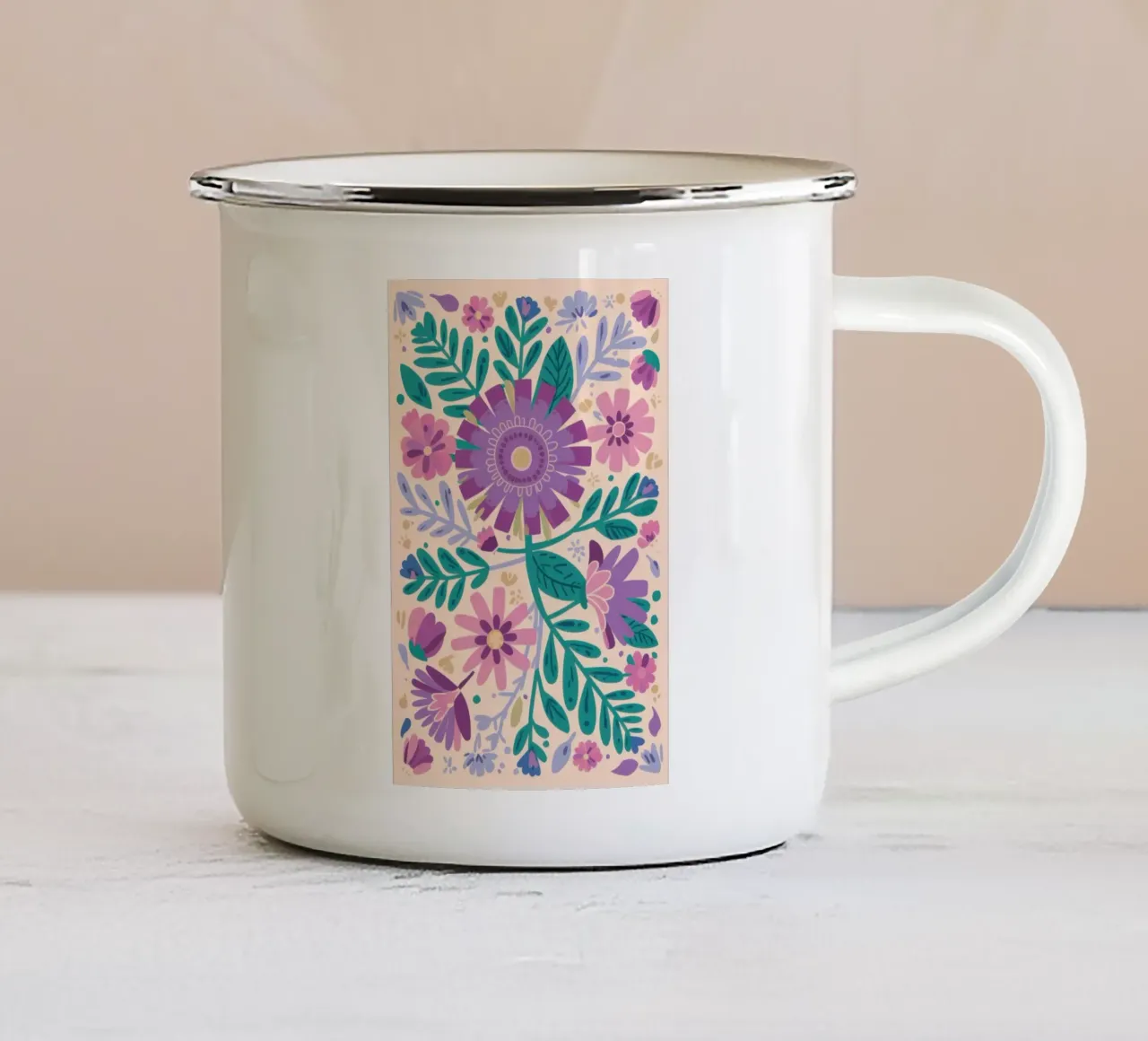 Campo di fiori viola tazza in smalto da Lyra Glaze