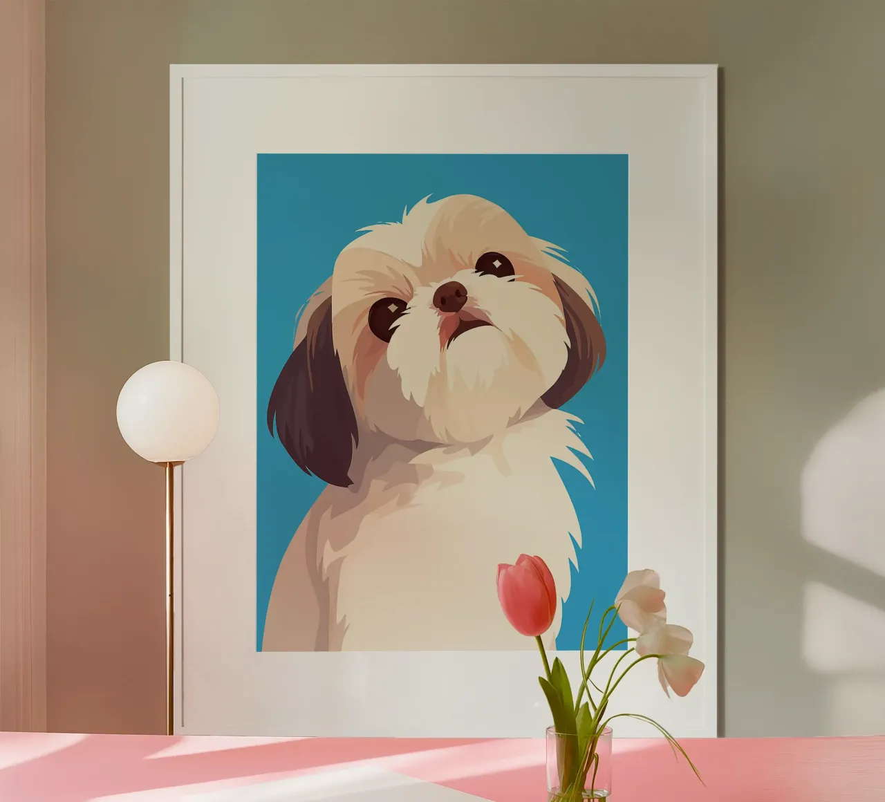 cane cucciolo animale animale da compagnia cane pelliccia poster con telaio in legno da Frank J Weissmuller