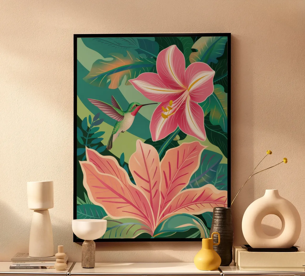 Serenata di gigli pastello poster con telaio in plastica da Autumn Season
