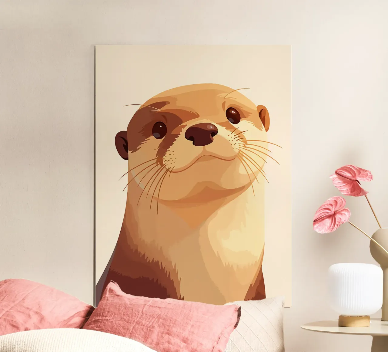 lontra animale baffi occhi naso poster con telaio in alluminio da Frank J Weissmuller