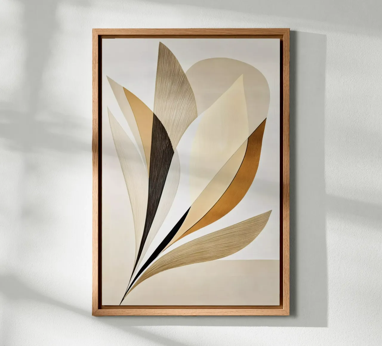 Abstracte vormen in bruine kleuren canvas met Baklijst van Imagine