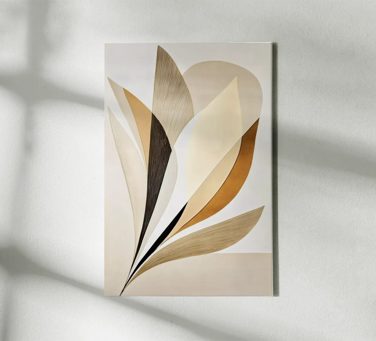 Abstracte vormen in bruine kleuren canvas met Baklijst van Imagine