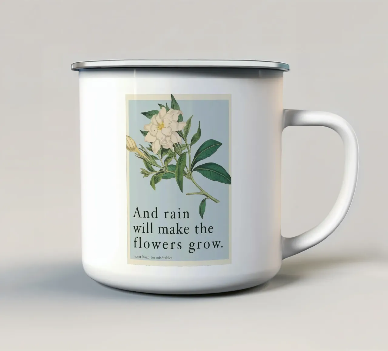 E la pioggia farà crescere i fiori tazza in smalto da Leahprint