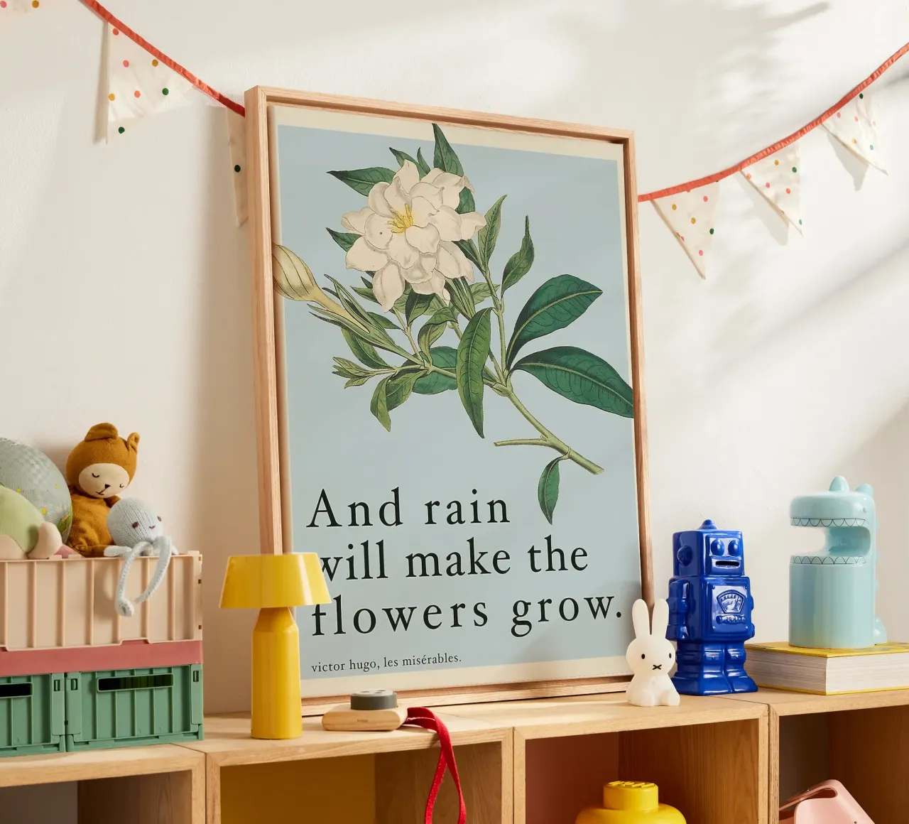 E la pioggia farà crescere i fiori tela con Cornice a cassetta da Leahprint