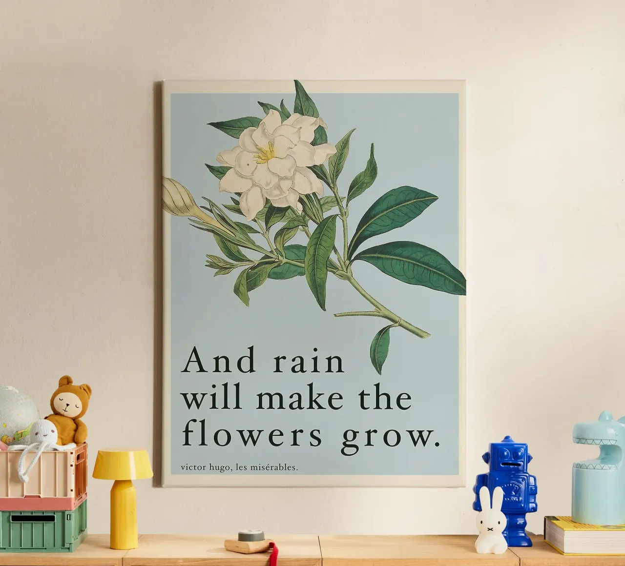 E la pioggia farà crescere i fiori tela con Cornice a cassetta da Leahprint