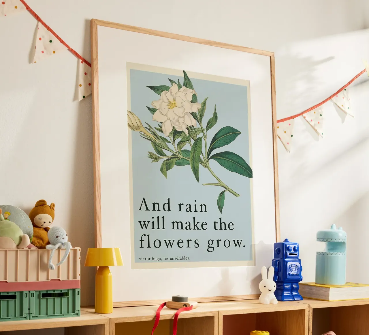 E la pioggia farà crescere i fiori poster con telaio in alluminio da Leahprint