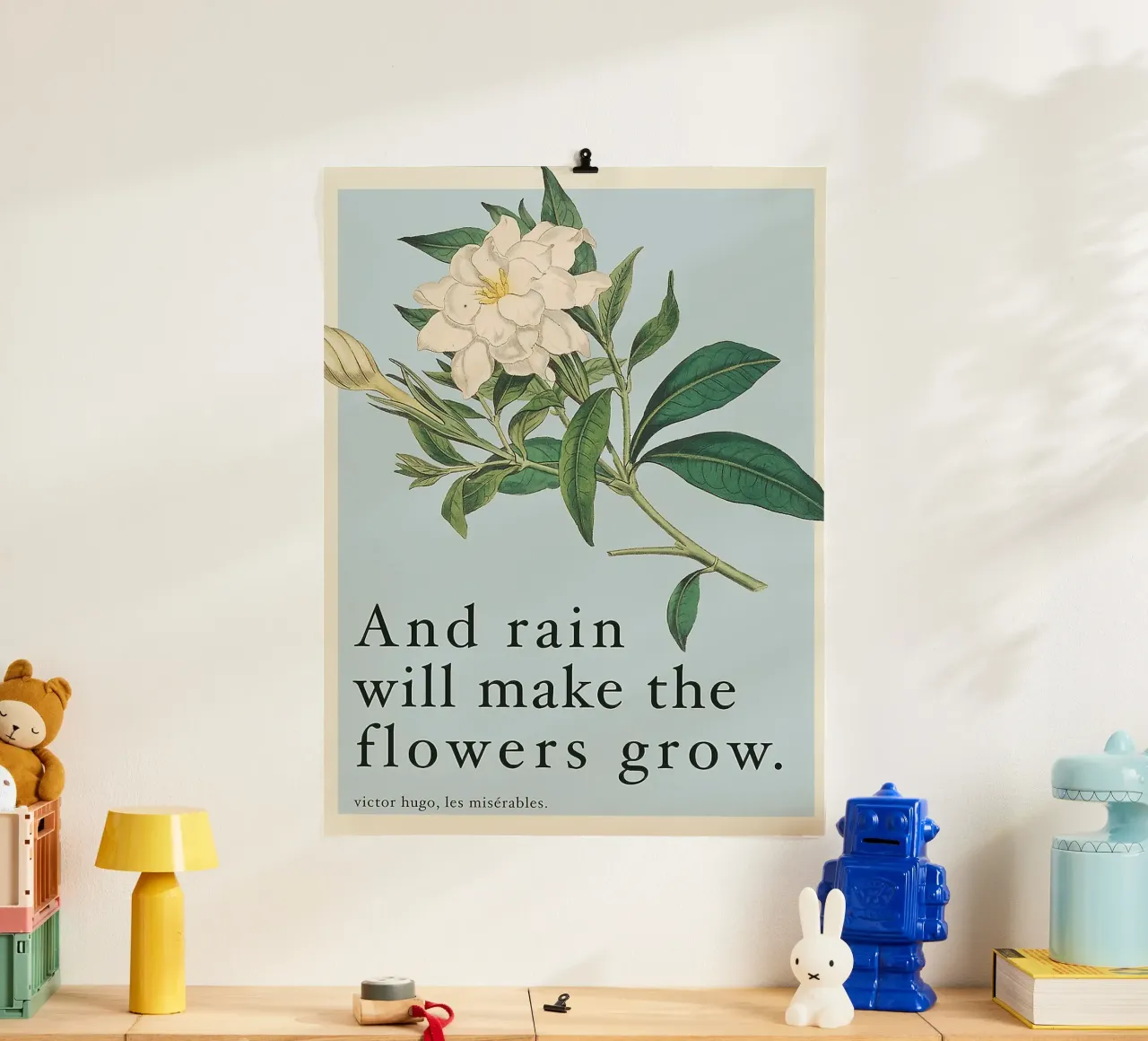 E la pioggia farà crescere i fiori poster con telaio in alluminio da Leahprint