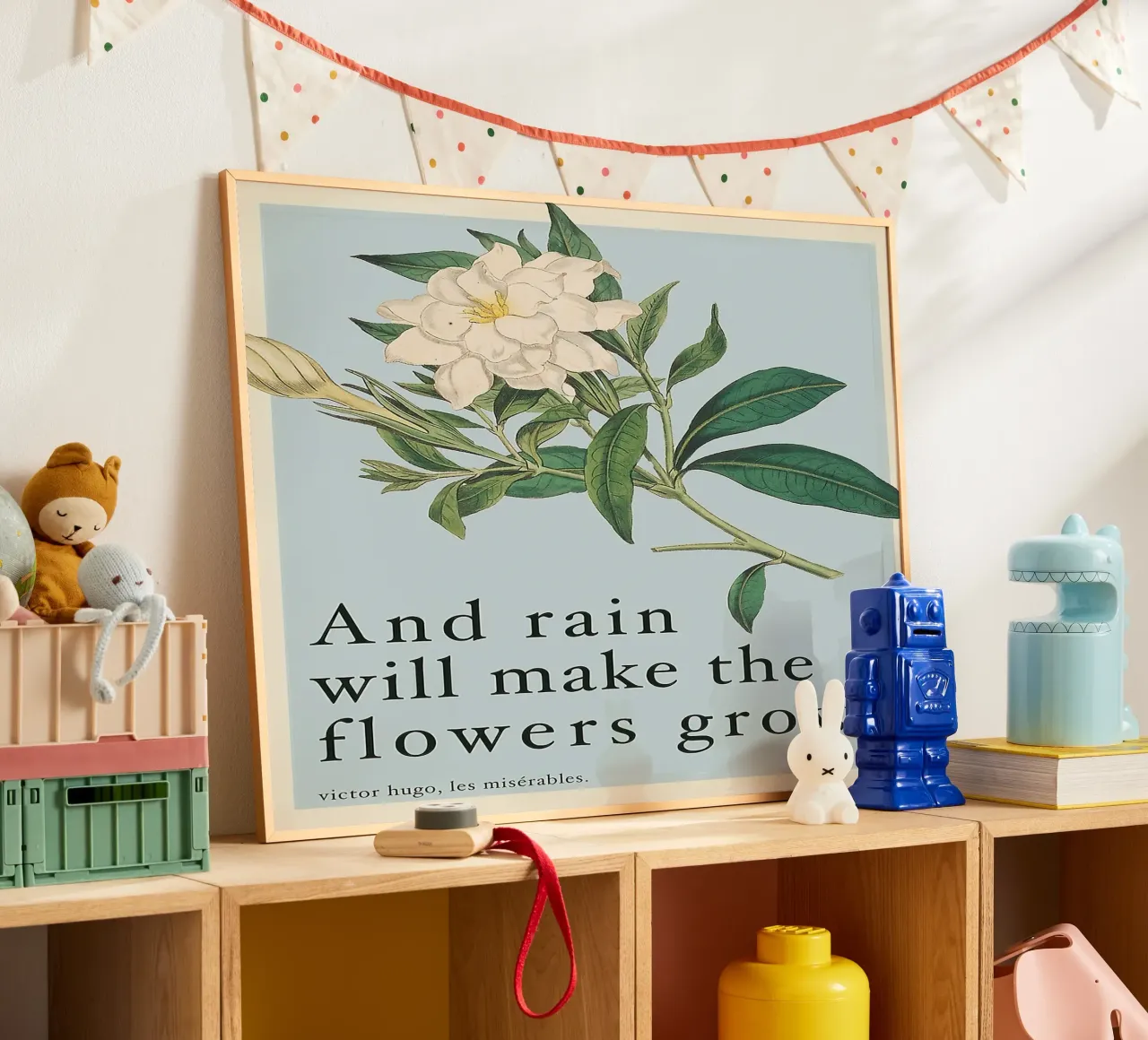 E la pioggia farà crescere i fiori poster con telaio in alluminio da Leahprint