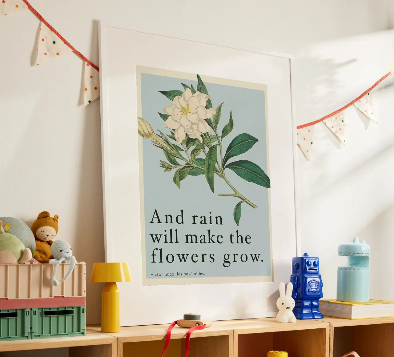 E la pioggia farà crescere i fiori poster con telaio in alluminio da Leahprint